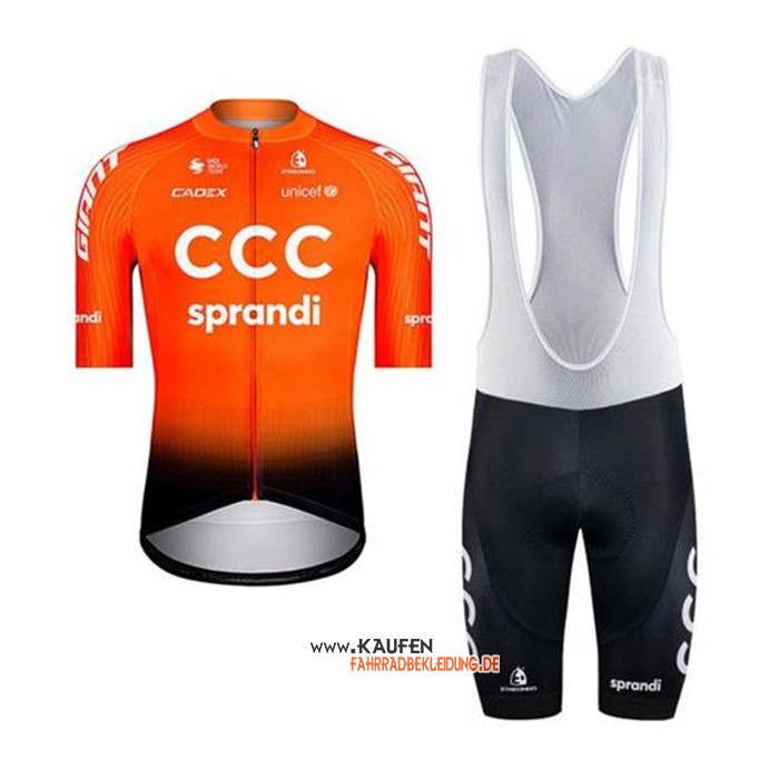 CCC Sprandi Kurzarmtrikot 2020 und Kurze Tragerhose Orange Shwarz